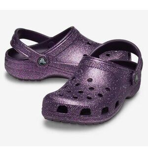 🪐 CROCS J4 Girl’s Space Glitter Clog Purple Classic NEW with Tags